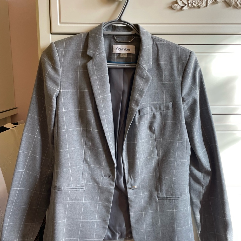 Calvin Klein Gray Checkered Women’s Blazer